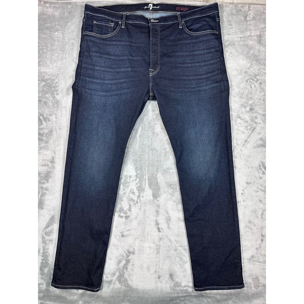7 For All Mankind Straight Leg Jeans Mens 46 Dark Wash Indigo Denim Stretch